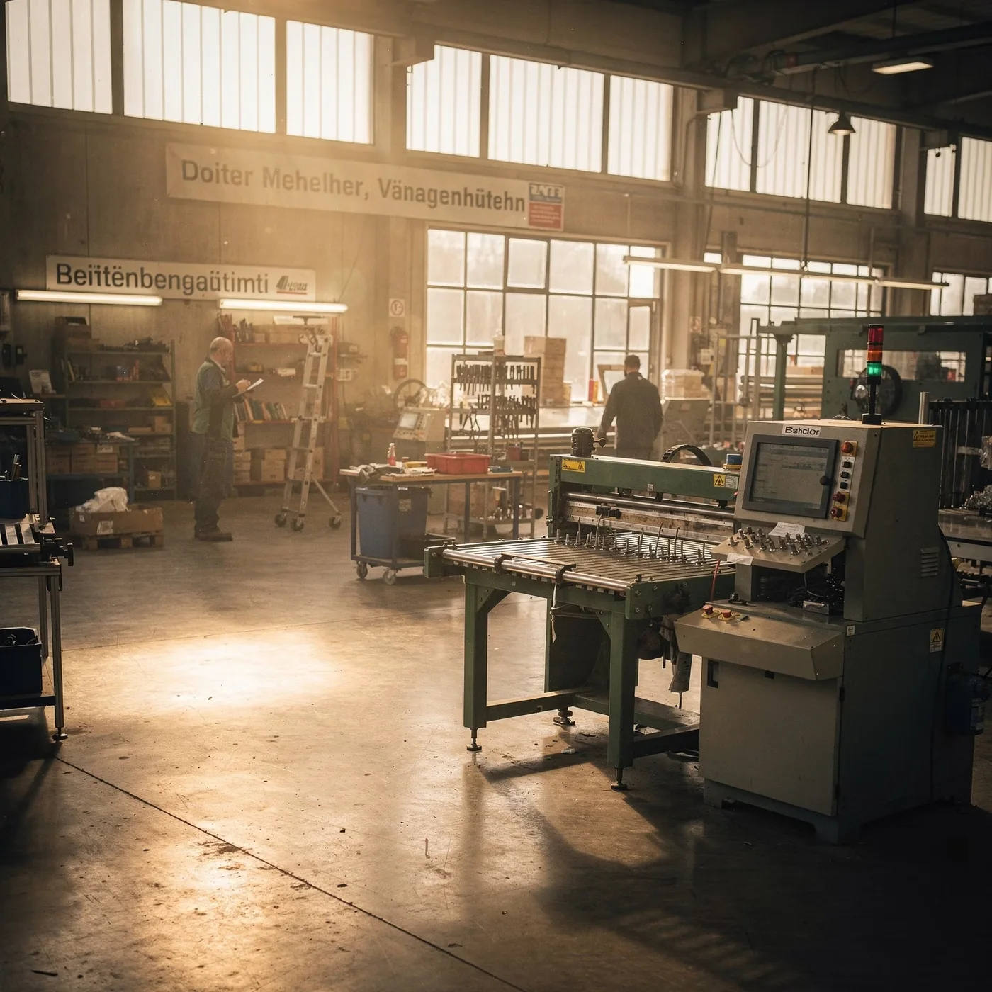 Ruhige Produktionshalle als Symbol für Mittelstand und operative Verantwortung